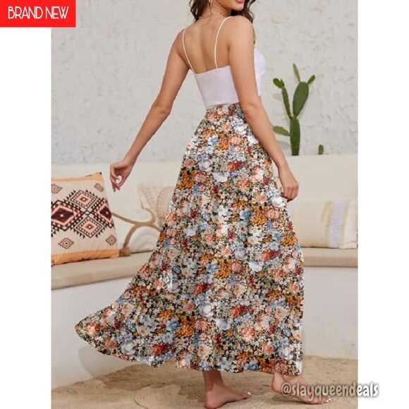 High Waisted Maxi Skirt with Pockets A-Line Pleated Long Skirt - Picture 6 of 8